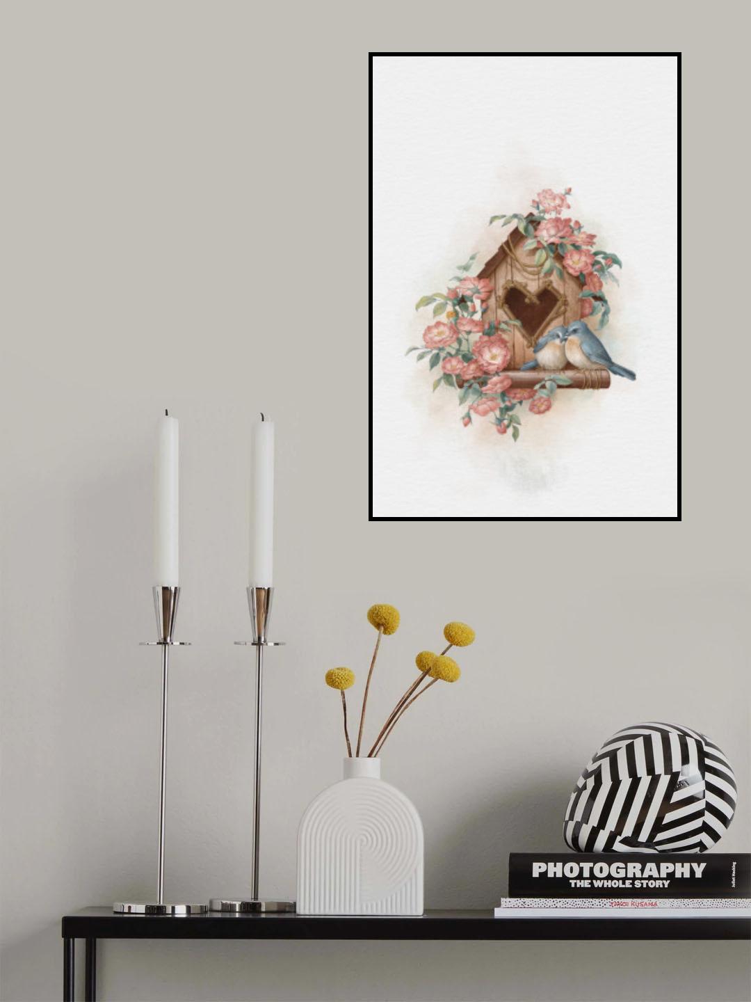 Bird House and rose lock Poster och Canvastavla