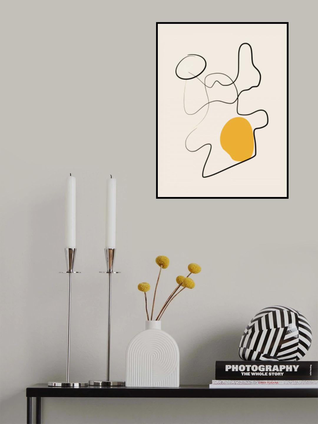 Line Abstract In Yellow Blob Poster och Canvastavla