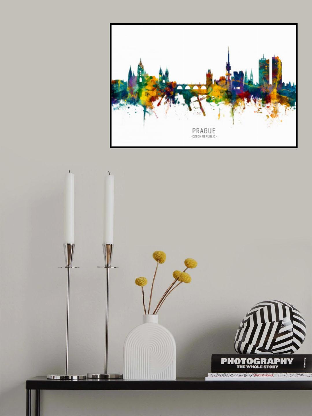 Prague Czech Republic Skyline Poster och Canvastavla
