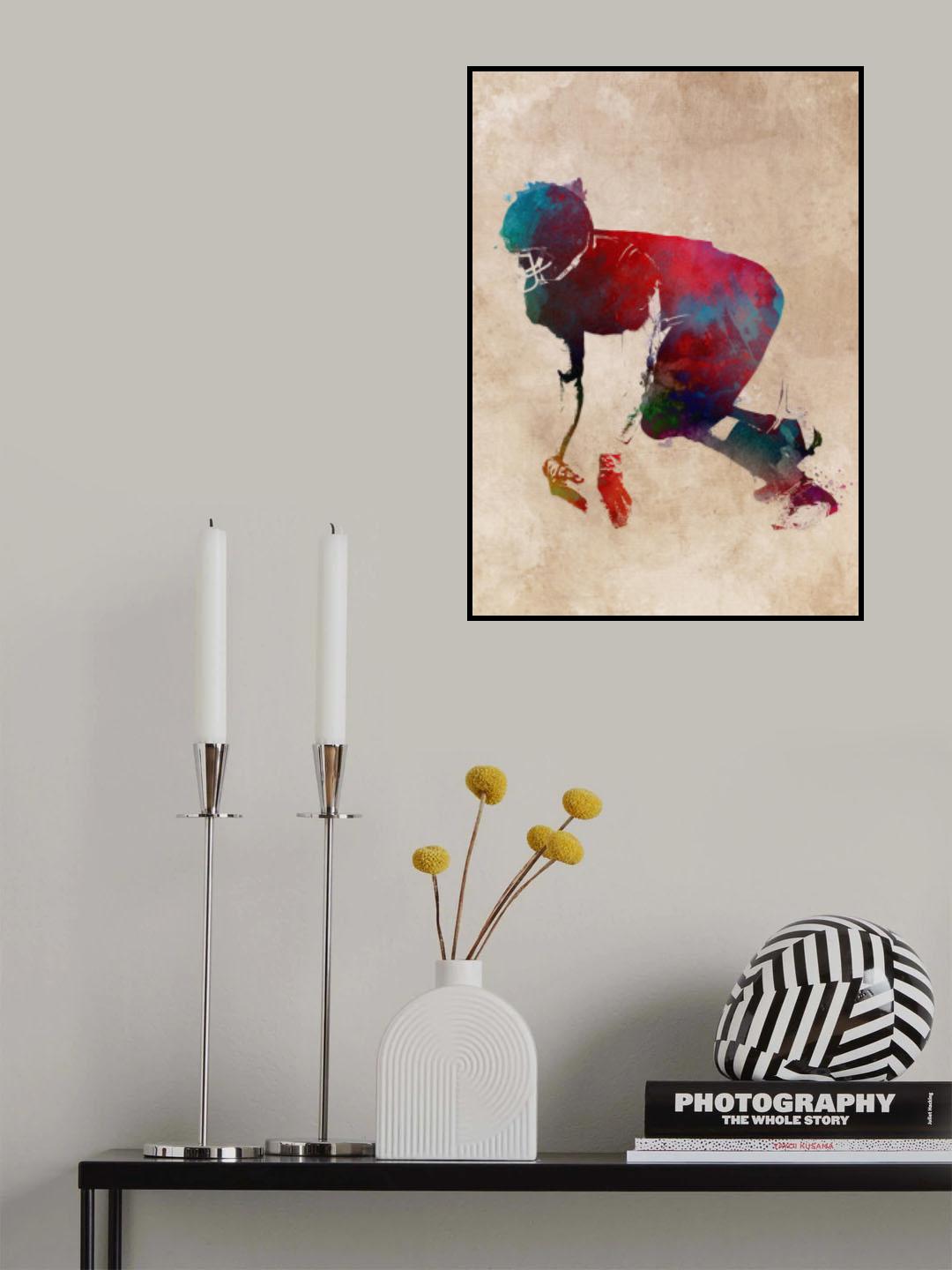 American Football Player Sport Art 12 Poster och Canvastavla