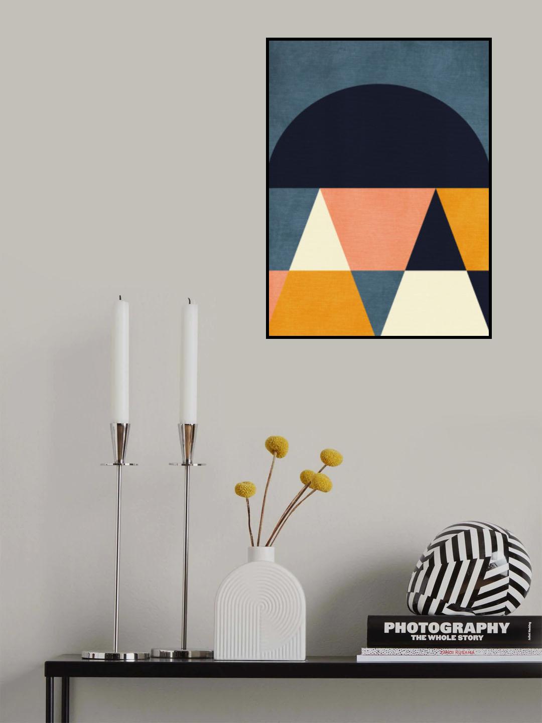 Rainbow Plus Shapes Blue Mustard4 Poster och Canvastavla