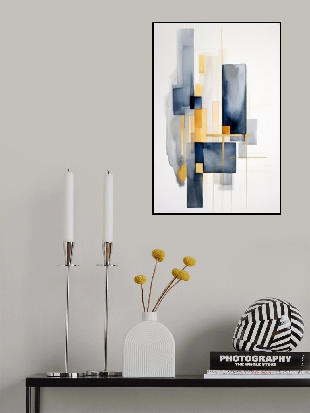 Blue Geometric 3 Poster och Canvastavla