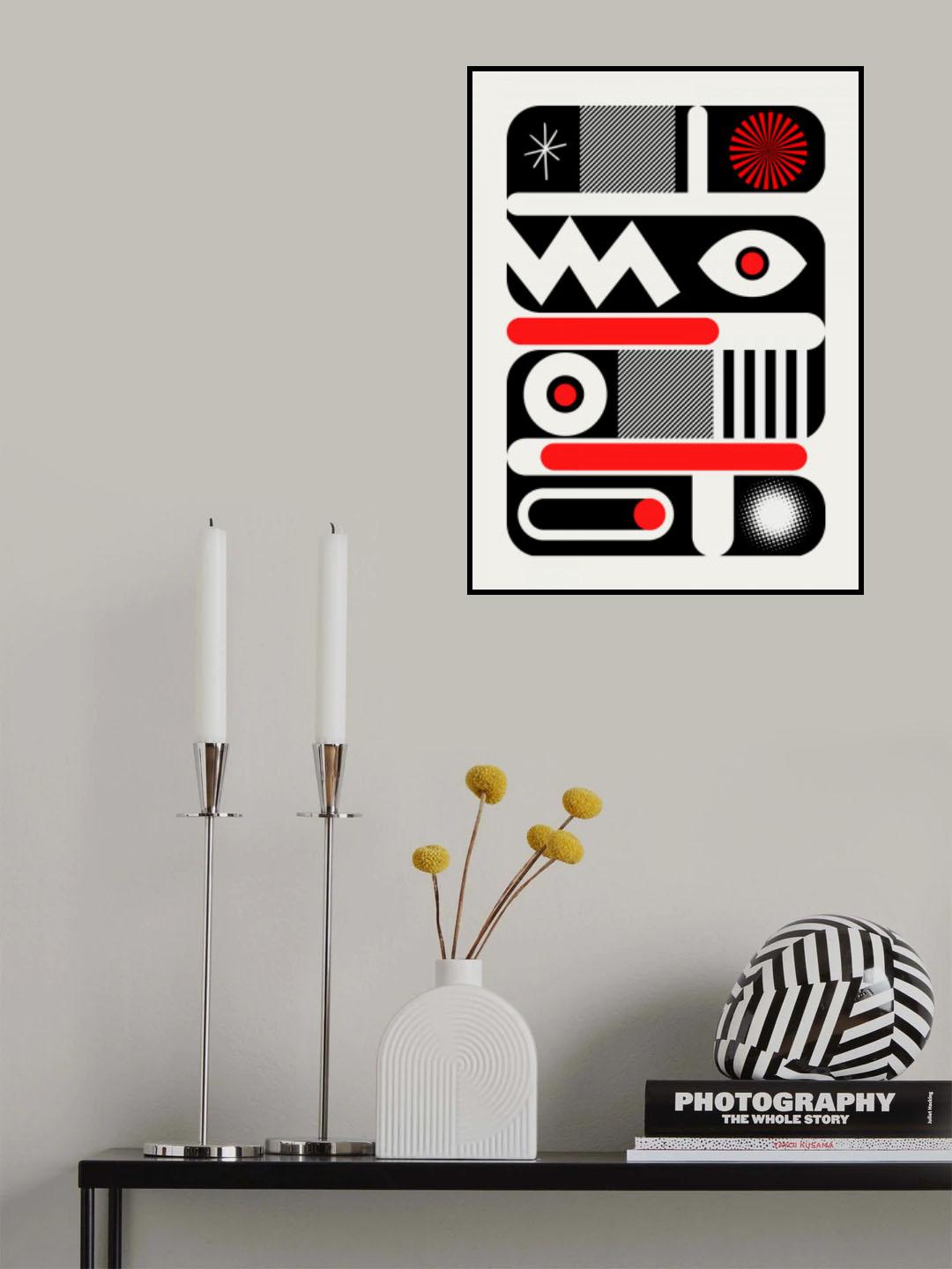 Red Mono Geometrical Poster och Canvastavla