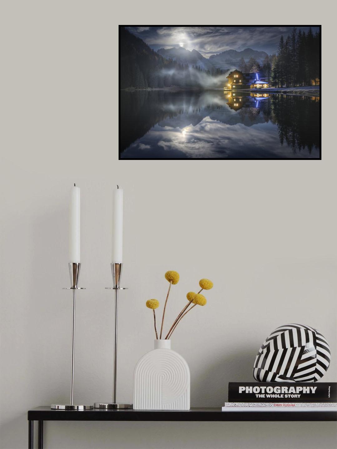 The Moon rises from the mountain Poster och Canvastavla