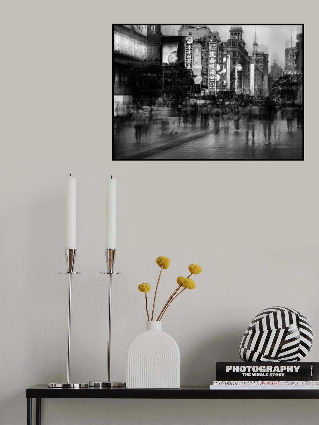 Shopping Street in Shanghai Poster och Canvastavla