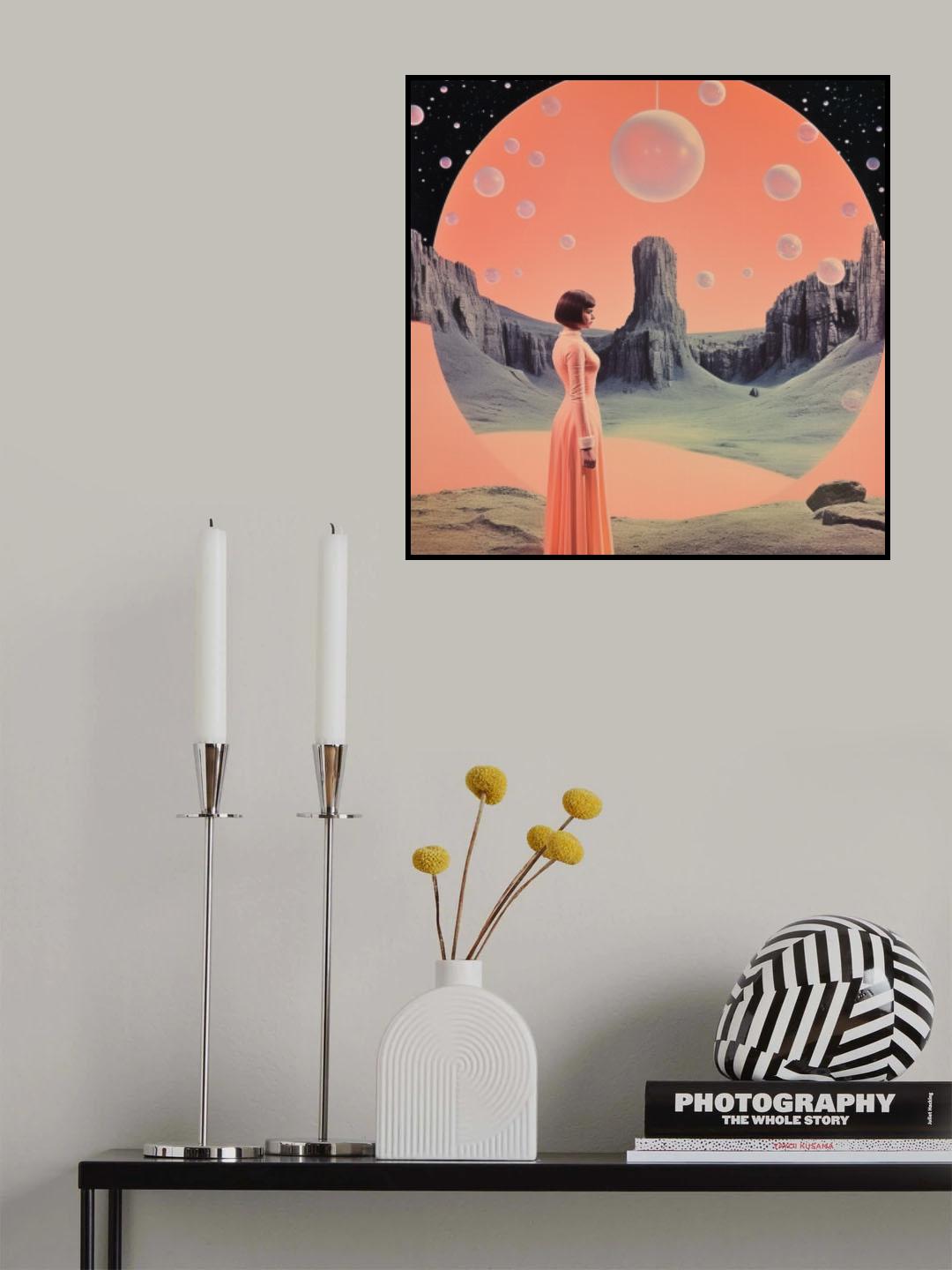 Surreal Geometric Collage Art in Space Poster och Canvastavla