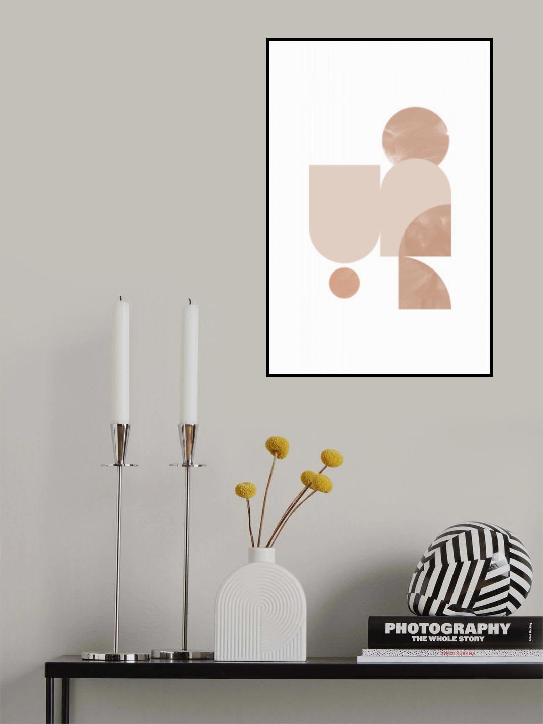 Beige Geometric Art Poster och Canvastavla