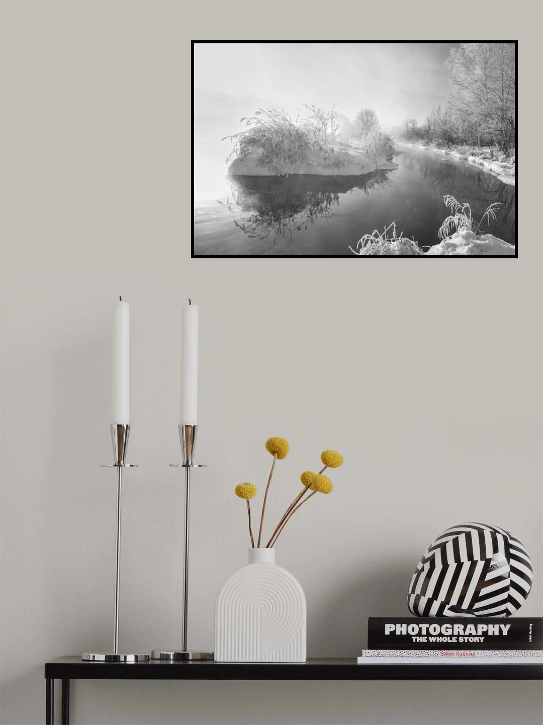 Morning fog and rime in Kuerbin Poster och Canvastavla