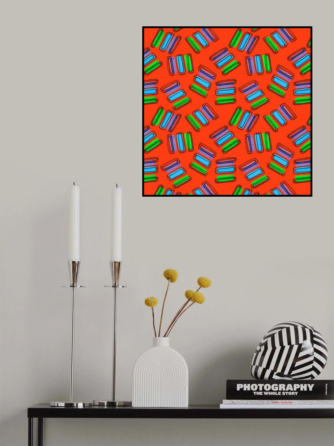 Rectangles Purple Orange Green On Orange Poster och Canvastavla