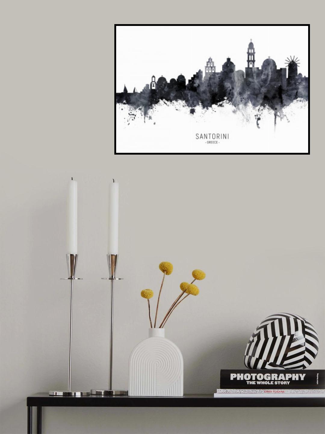 Santorini Skyline Poster och Canvastavla