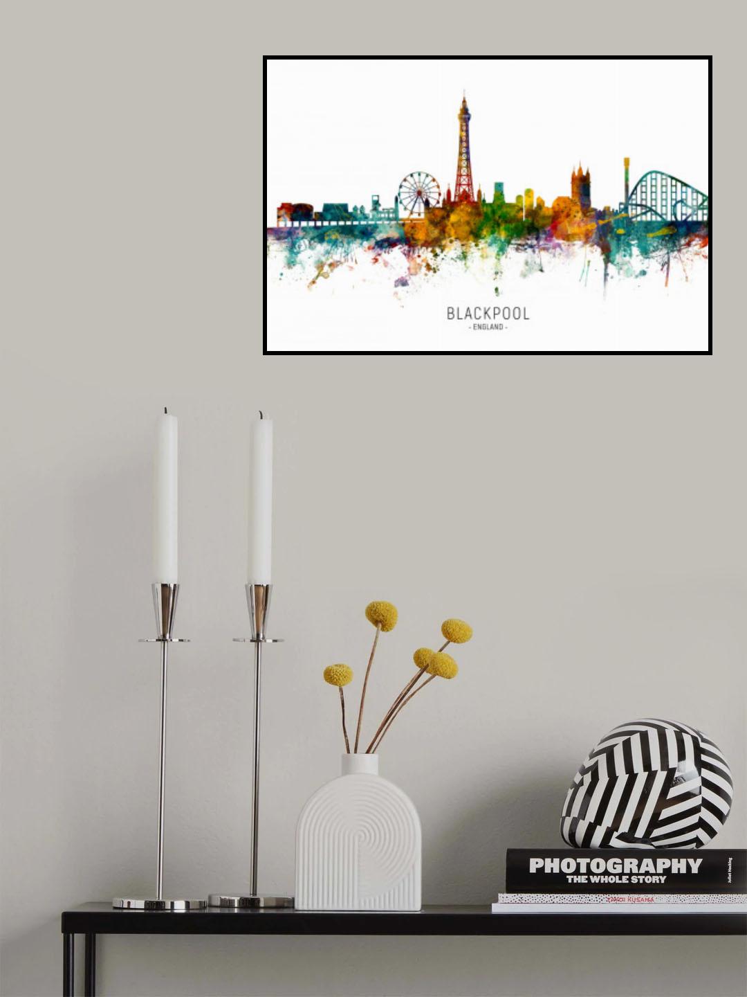 Blackpool England Skyline Poster och Canvastavla