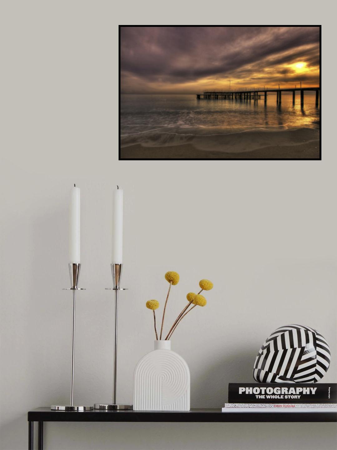 old pier and beautiful sunset Poster och Canvastavla