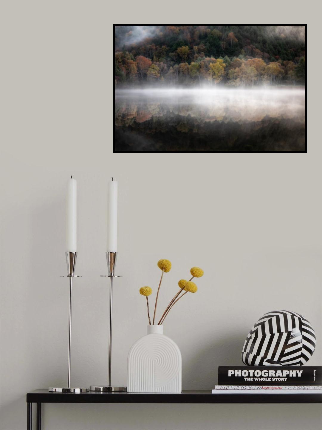 The mystical pond in the autumn Poster och Canvastavla