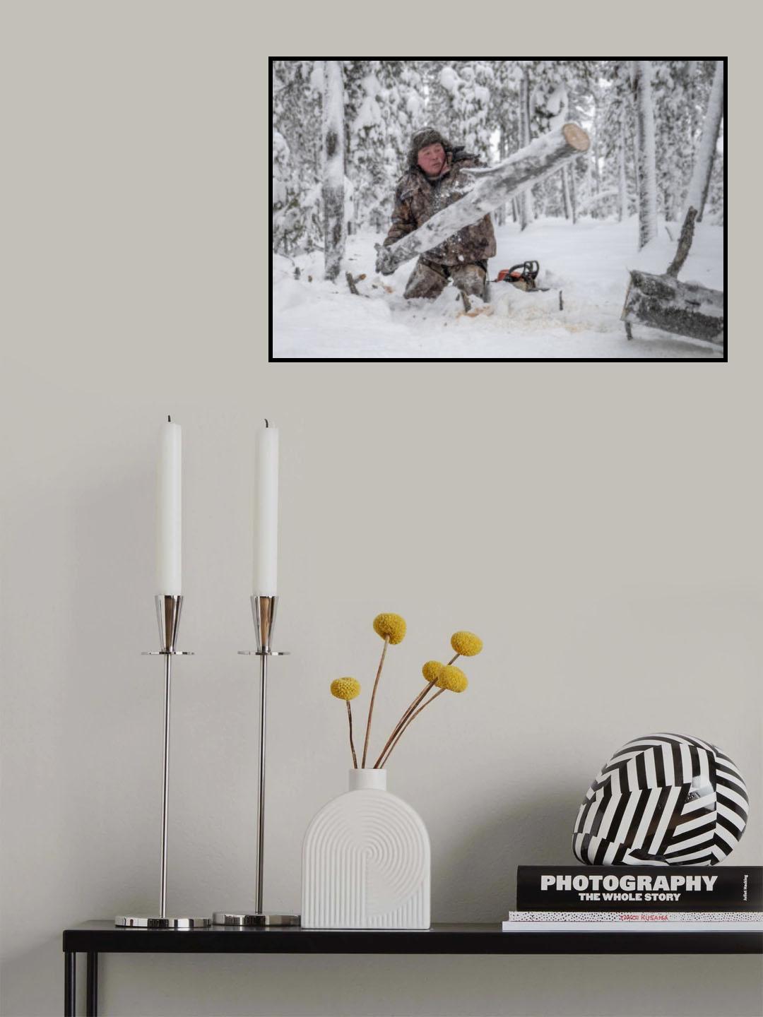 Kostya prepares firewood Poster och Canvastavla