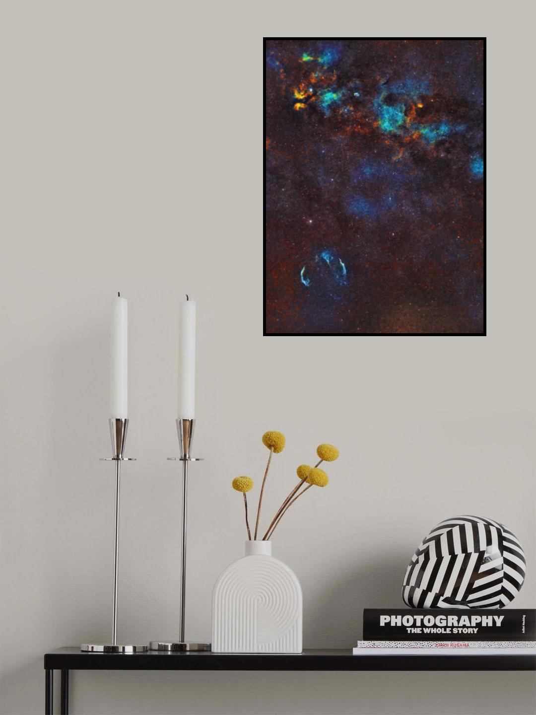 Veil Nebula, Sadr Region and Crescent Nebula Poster och Canvastavla