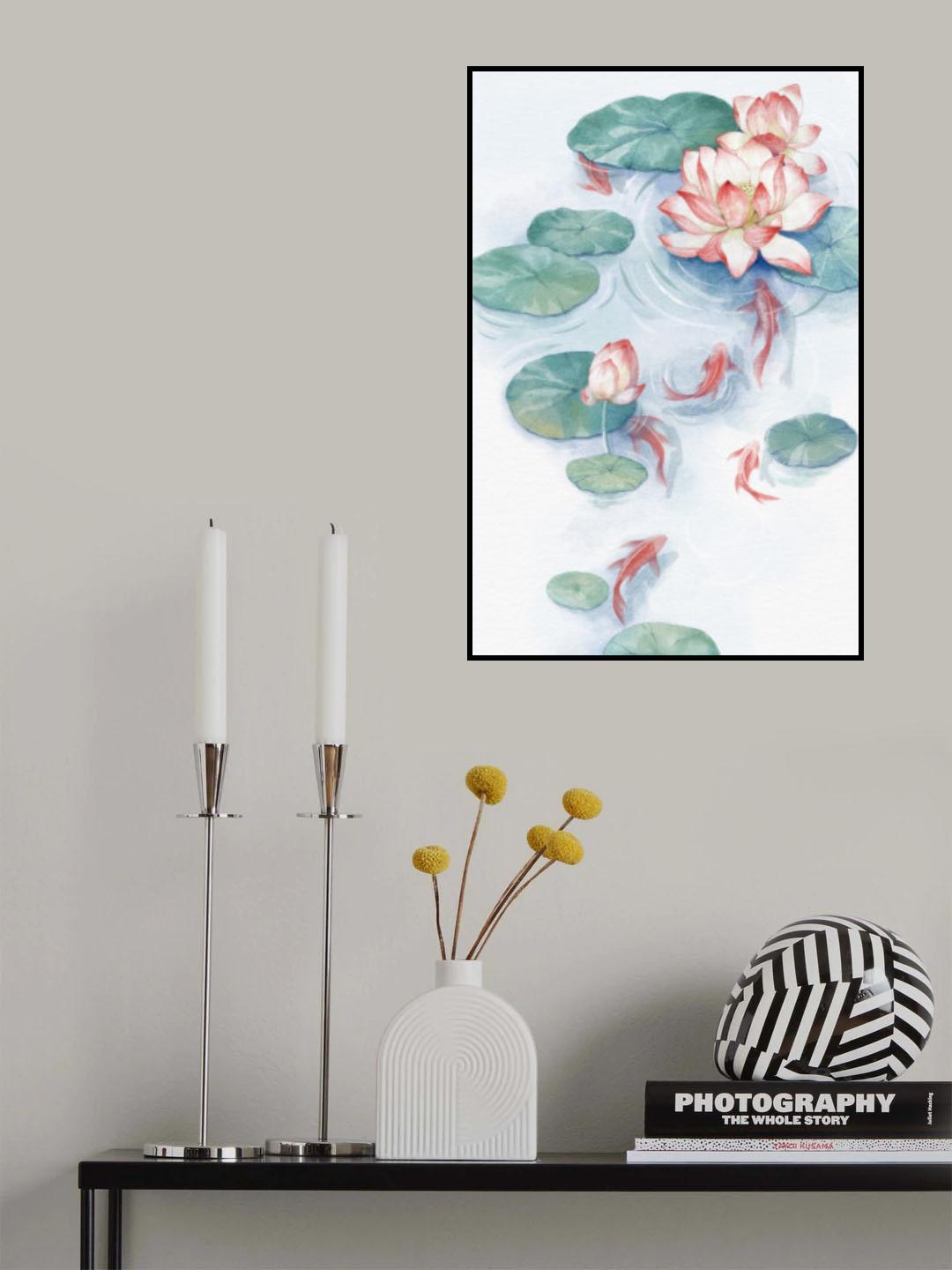 Lotus Pond Water Color home Poster och Canvastavla