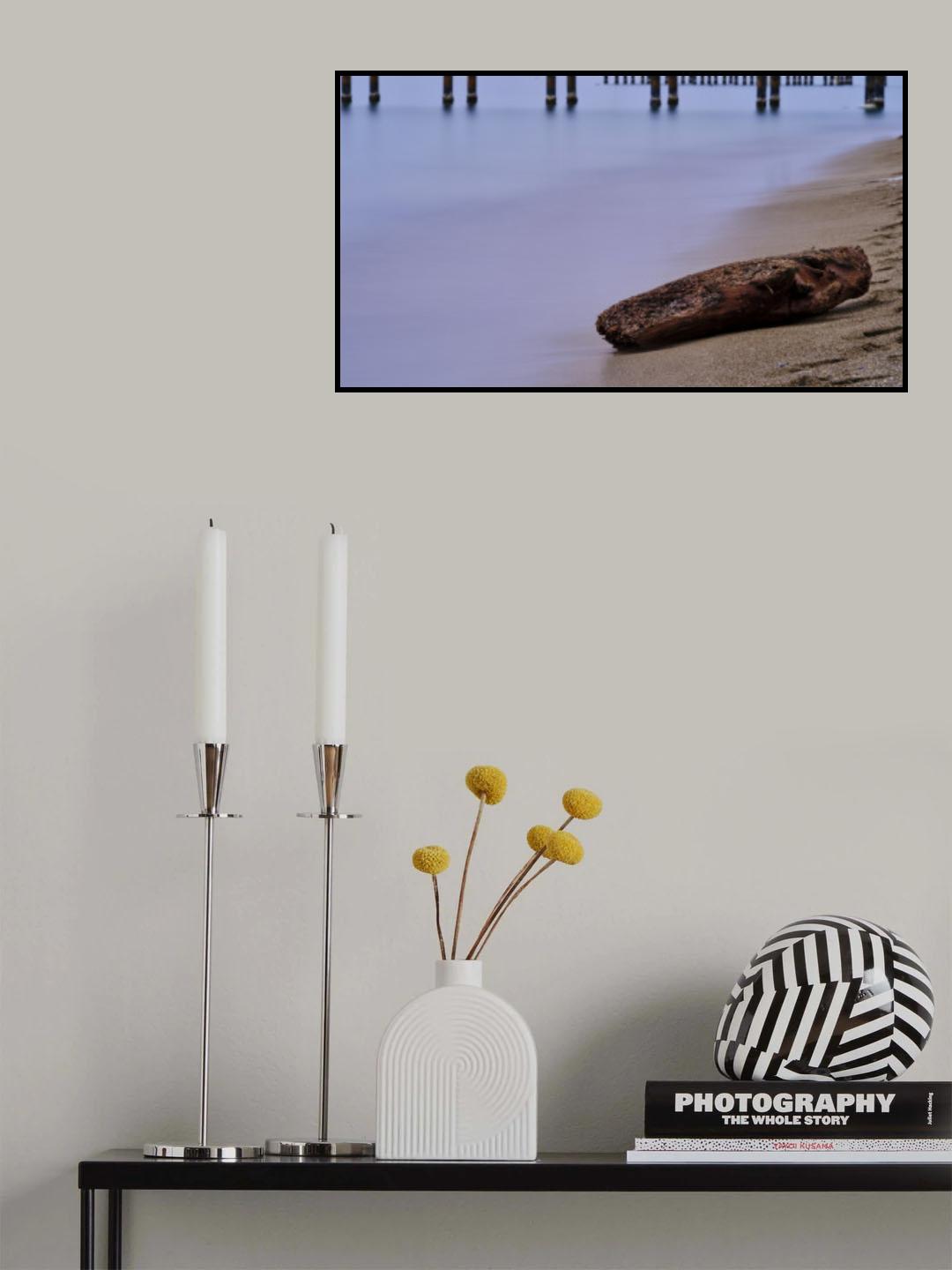 old pier on the beach and long exposure sea waves Poster och Canvastavla