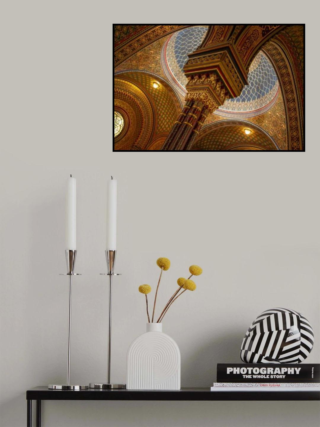 Ceiling of the Spanish Synagogue in Prague Poster och Canvastavla
