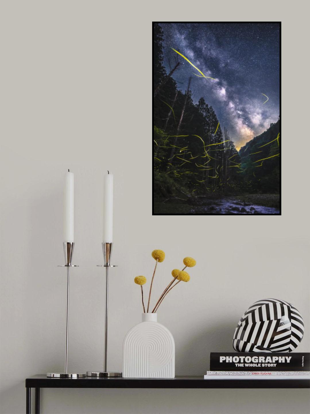 A summer night with fireflies Poster och Canvastavla