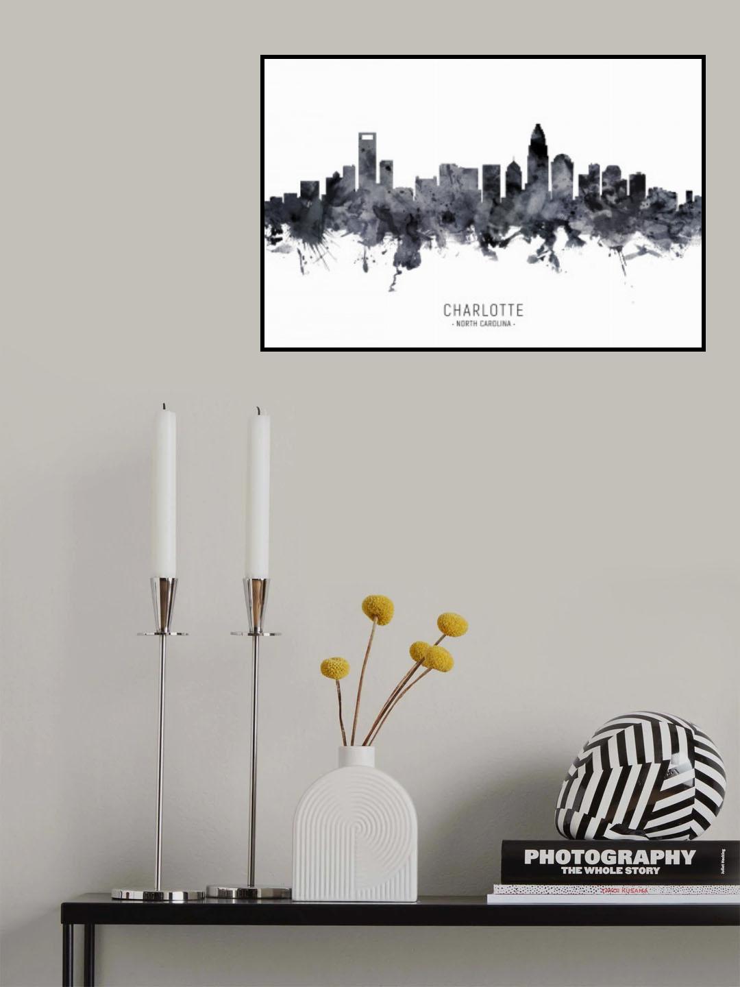Charlotte North Carolina Skyline Poster och Canvastavla