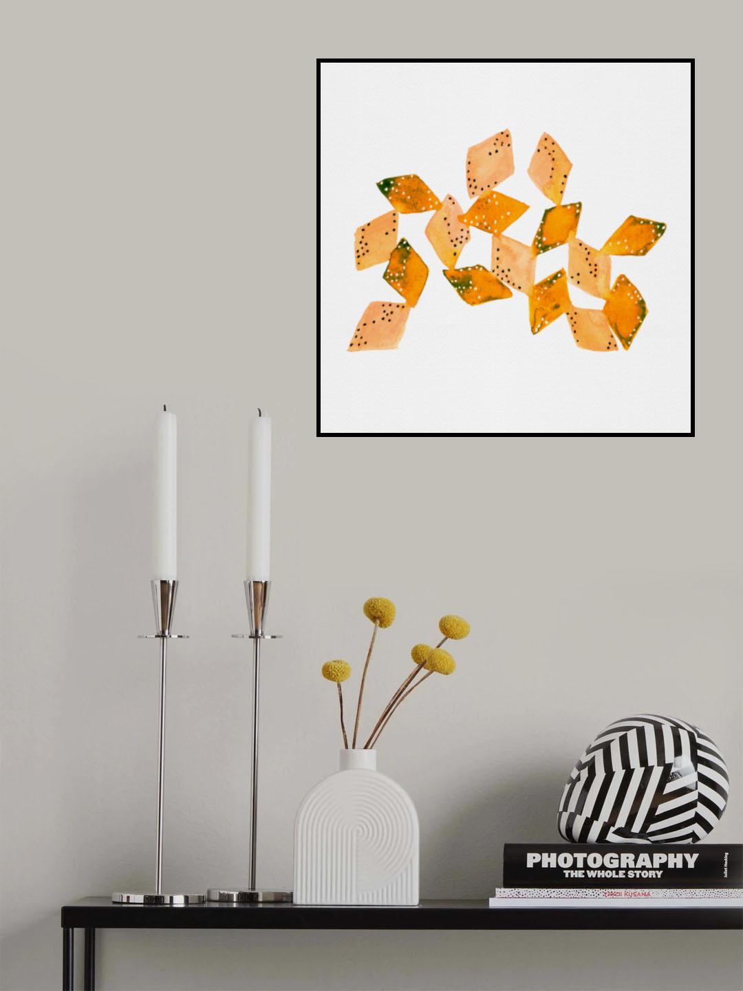 Diamonds Connected Polka Dotstan Orange Green 2 Poster och Canvastavla