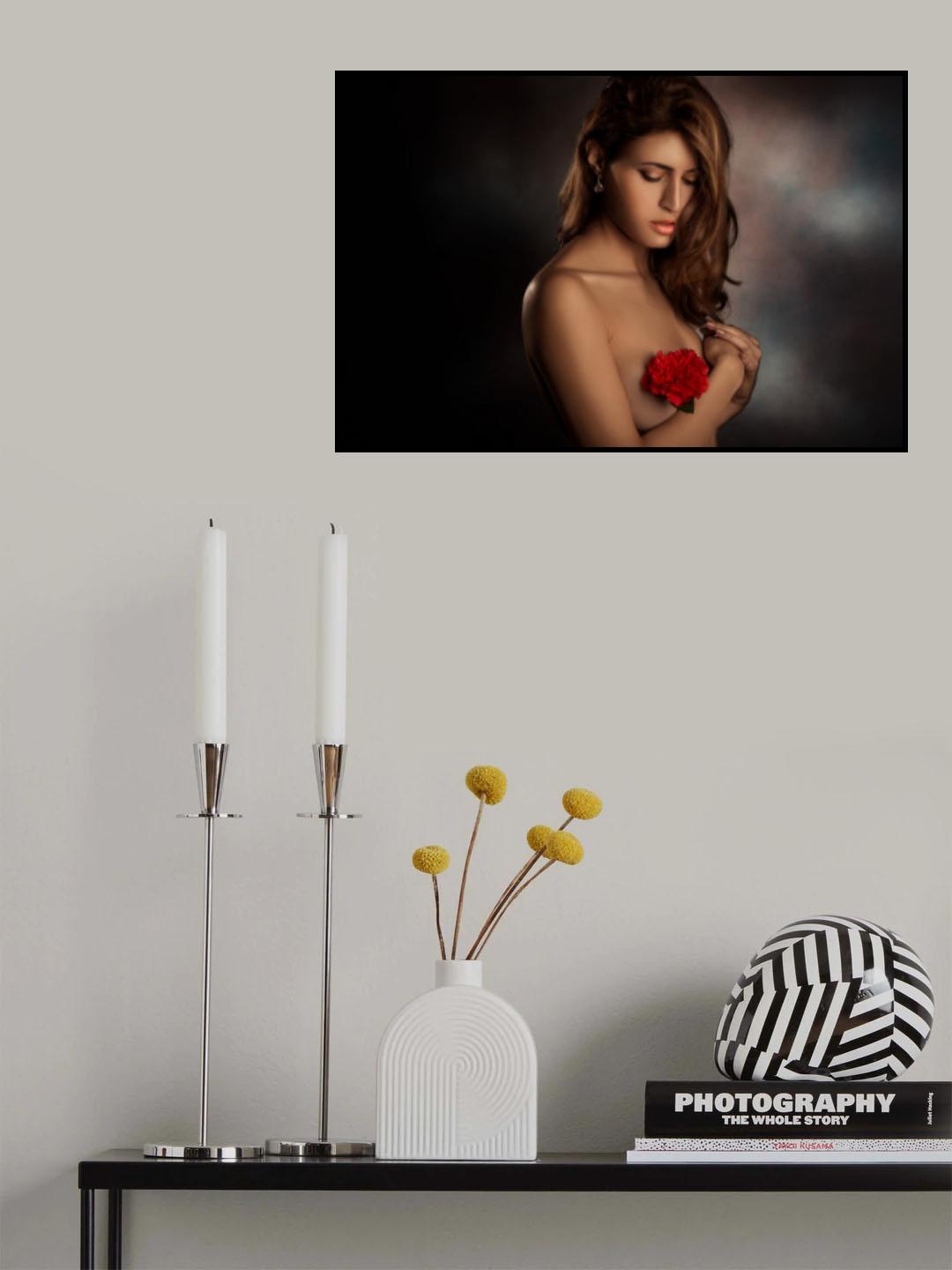A red flower on the heart Poster och Canvastavla