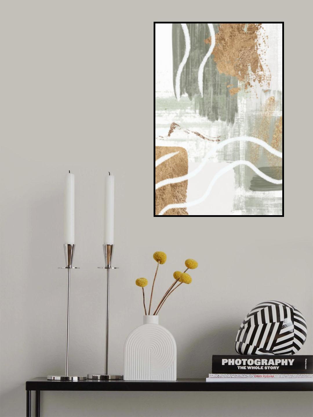 White Lines On Green 3 Poster och Canvastavla