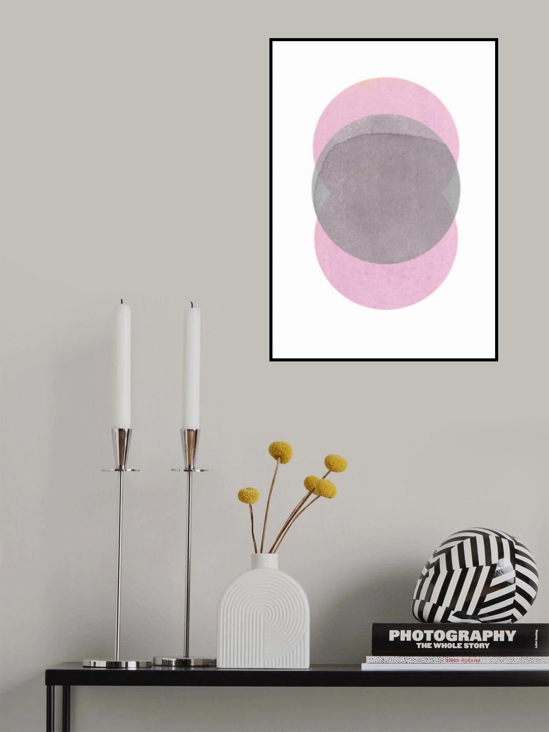 Gray Pink Circles Poster och Canvastavla