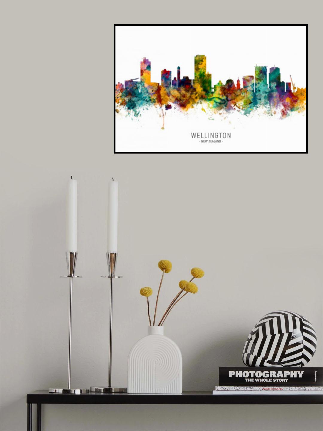 Wellington New Zealand Skyline Poster och Canvastavla