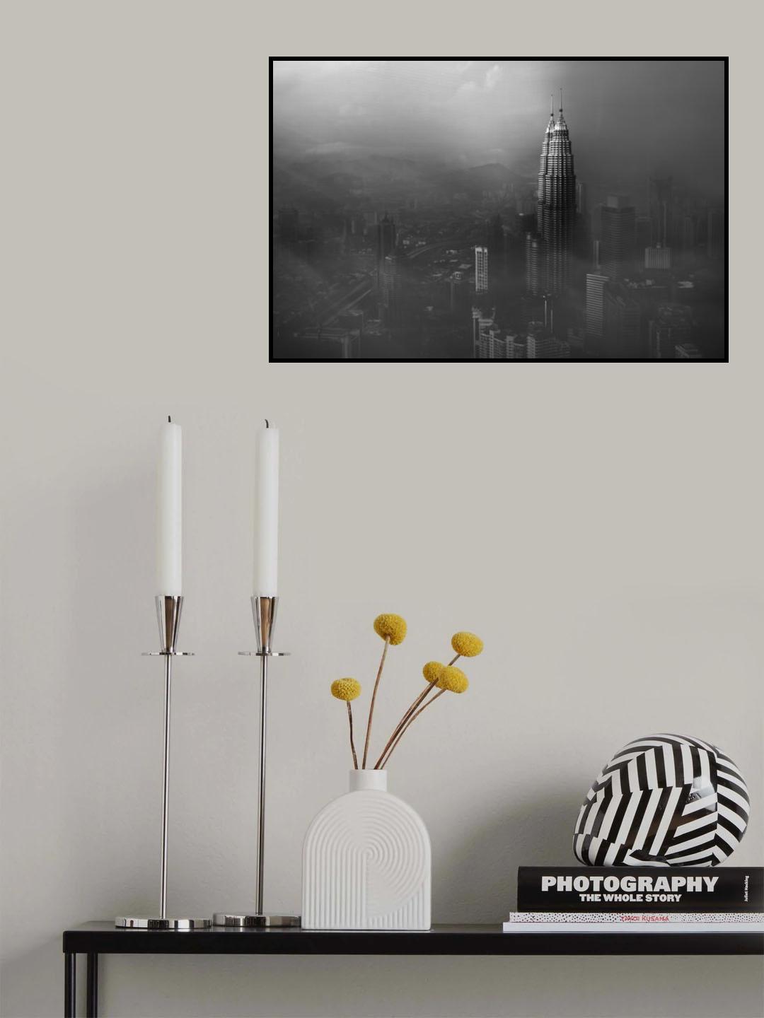 Petronas Towers in a Foggy Afternoon Poster och Canvastavla