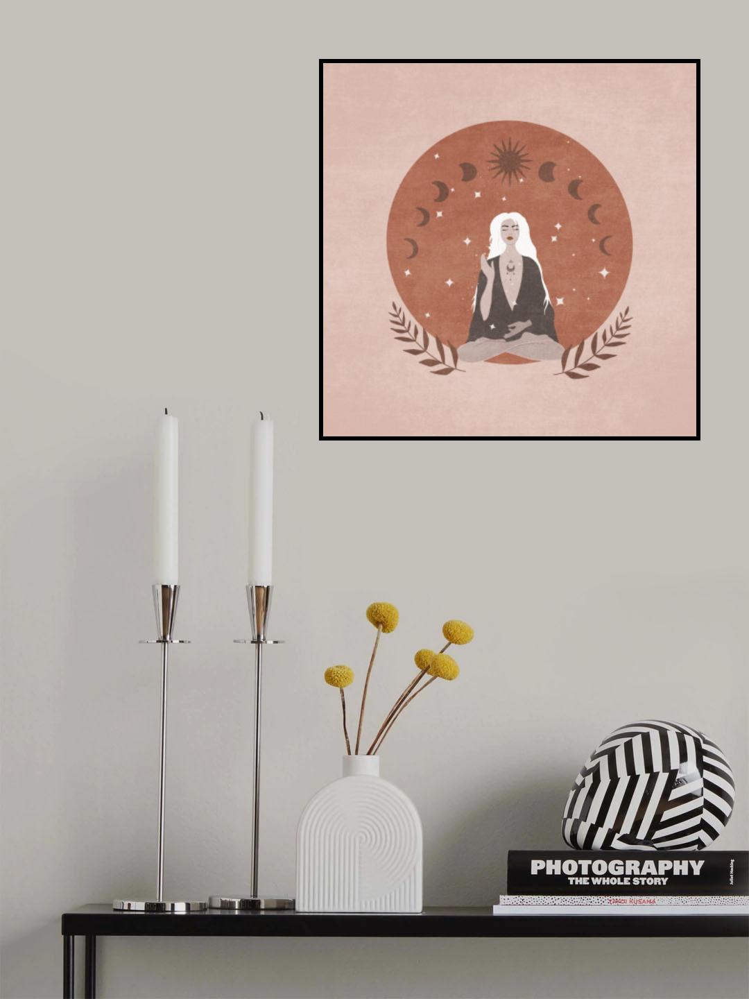 Meditasyon Beyaz Sacli Kadin Poster och Canvastavla