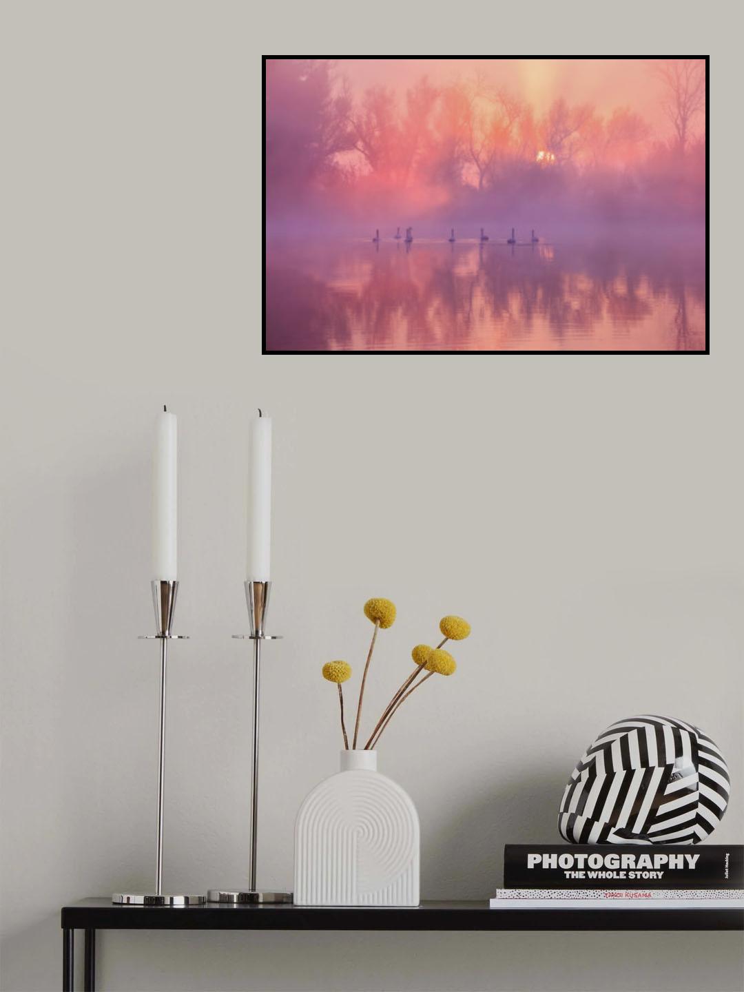 Swan Lake Sunrise Poster och Canvastavla