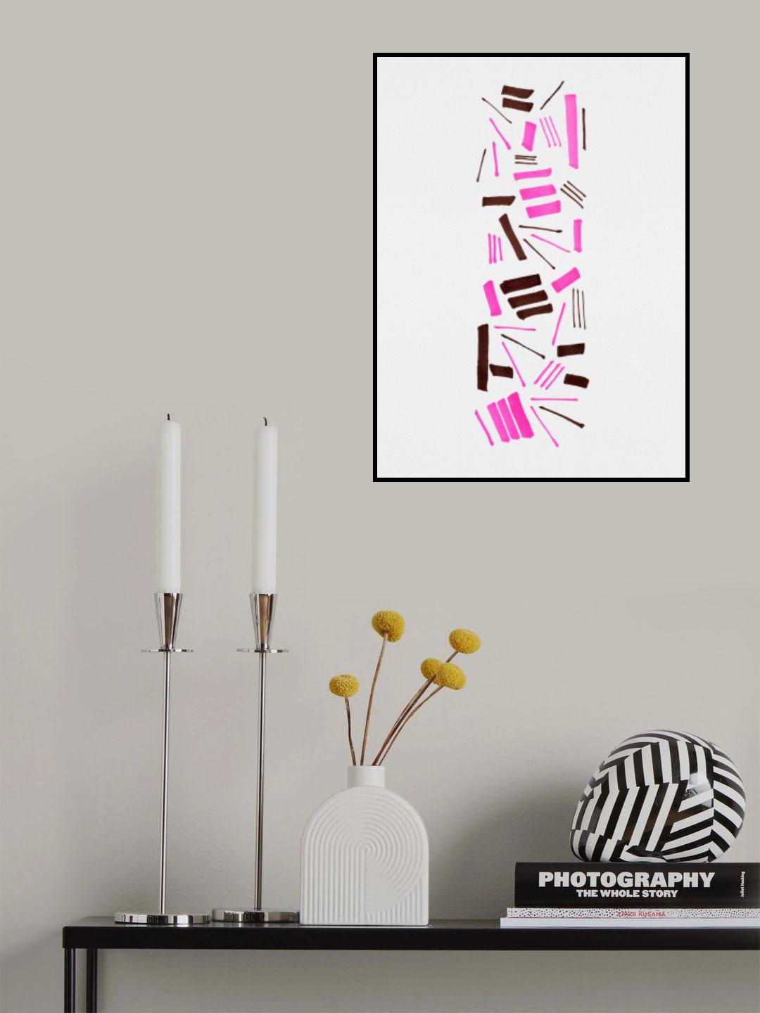 Marks Geometric Abstract Lines Pink Brown Poster och Canvastavla