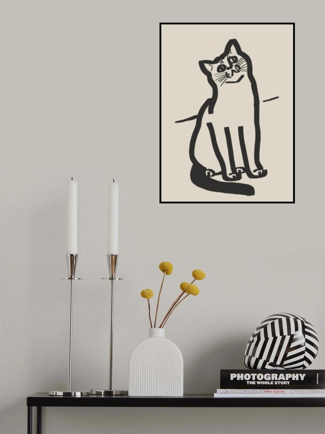 Line Art Cat Drawing 6 Poster och Canvastavla