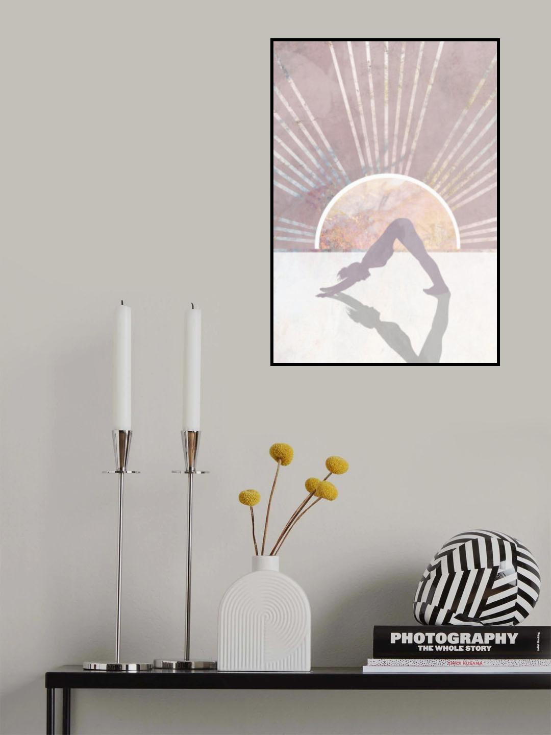 Pink Gold Sun Yoga 6 Poster och Canvastavla