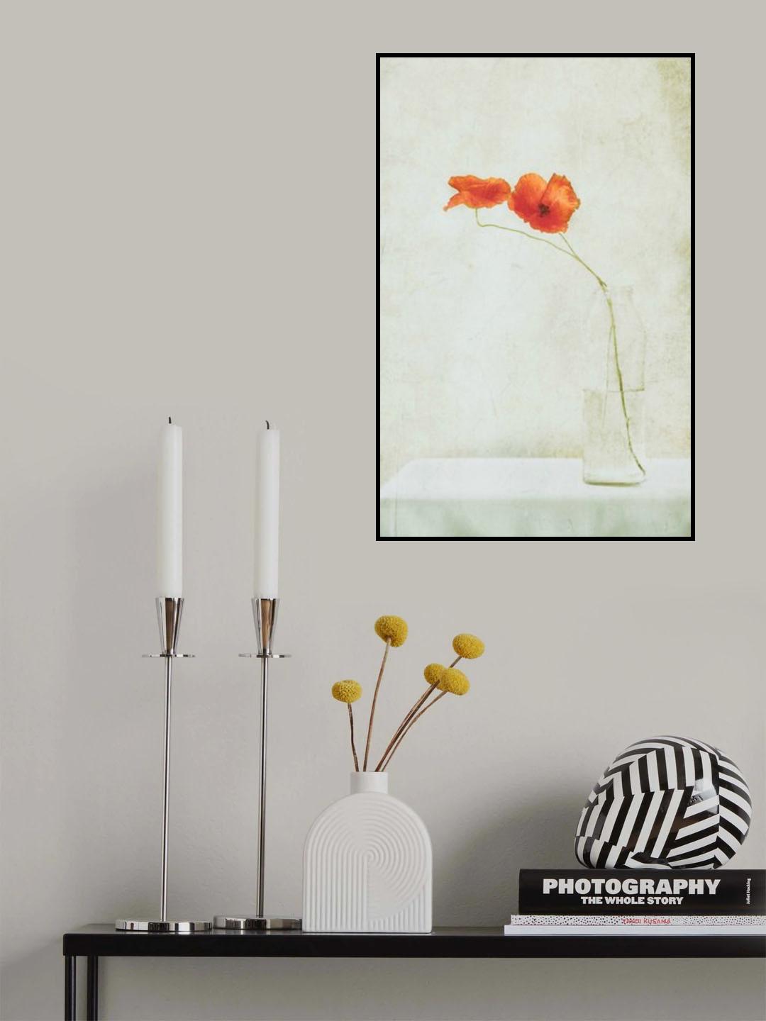 Two Poppies in a Bottle Poster och Canvastavla