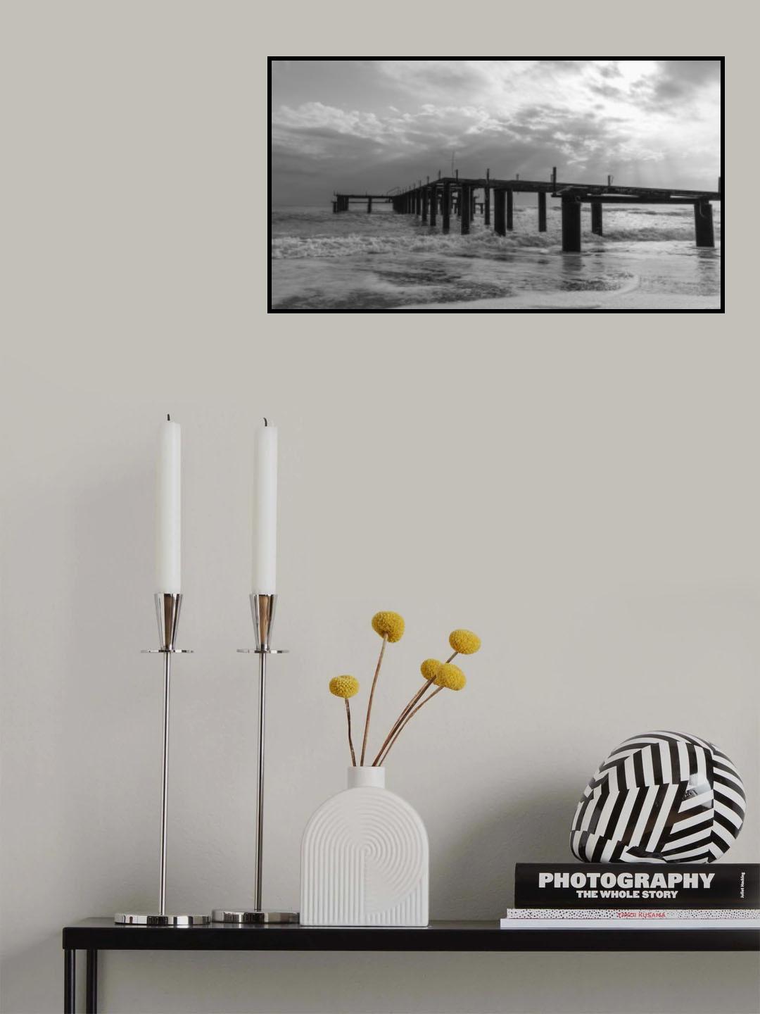 old pier and dramatic landscape Poster och Canvastavla