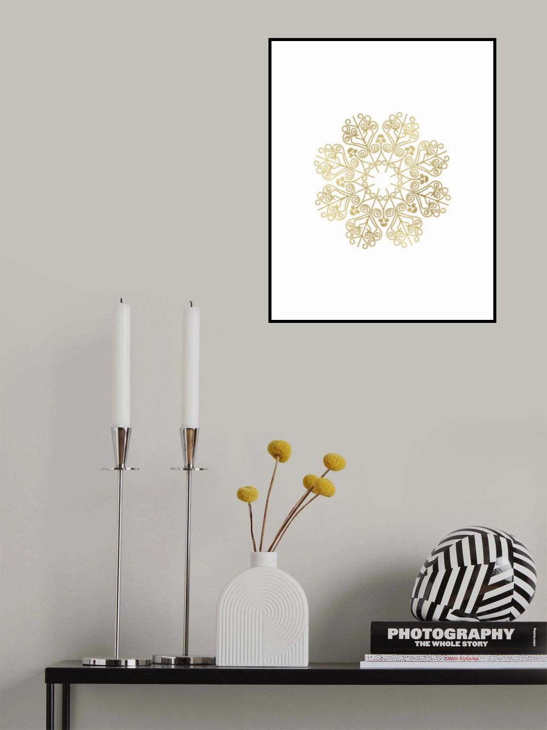 Gold lace snowflake (2) Poster och Canvastavla