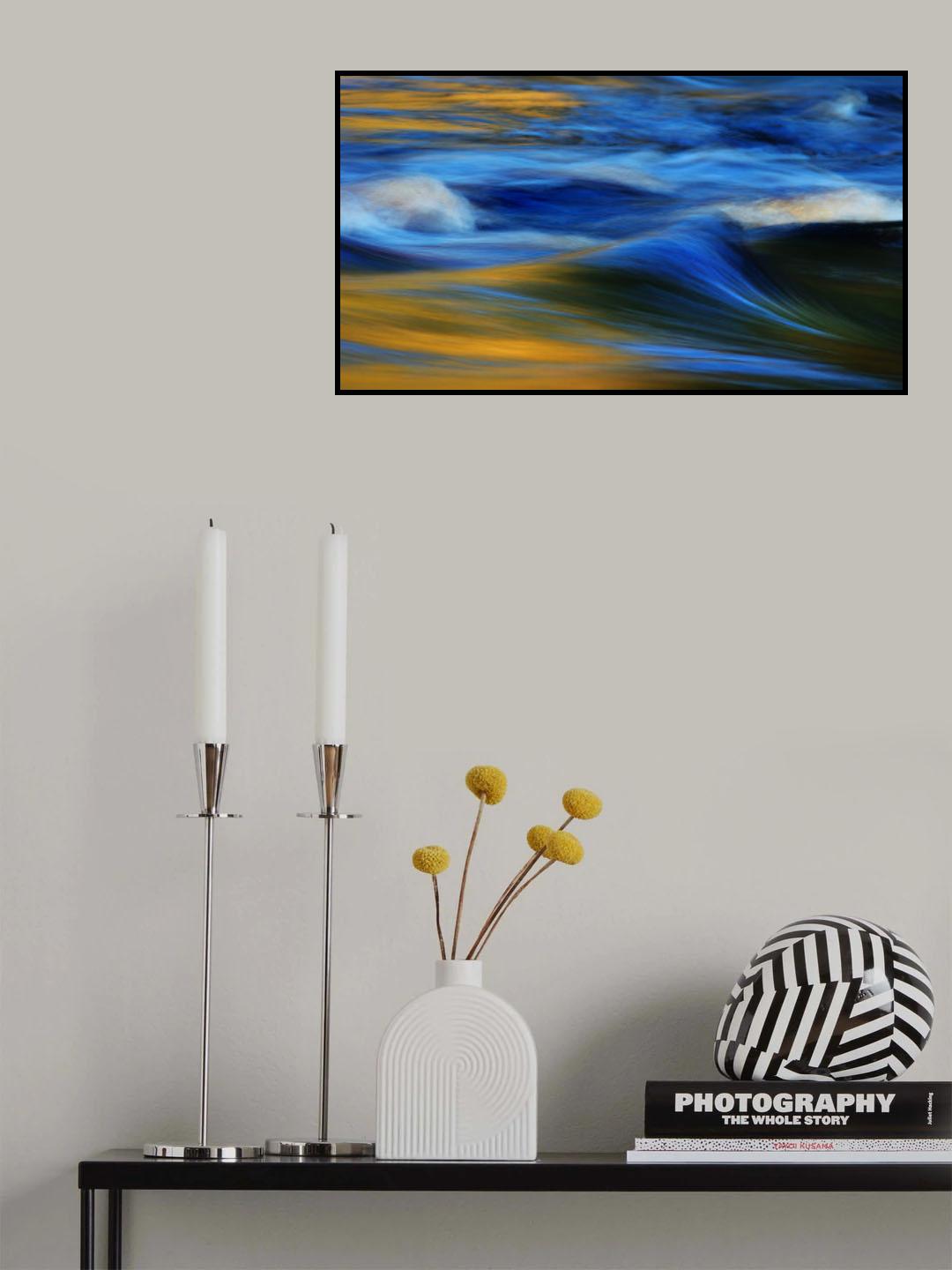 Flod i kvällsljus. Poster och Canvastavla