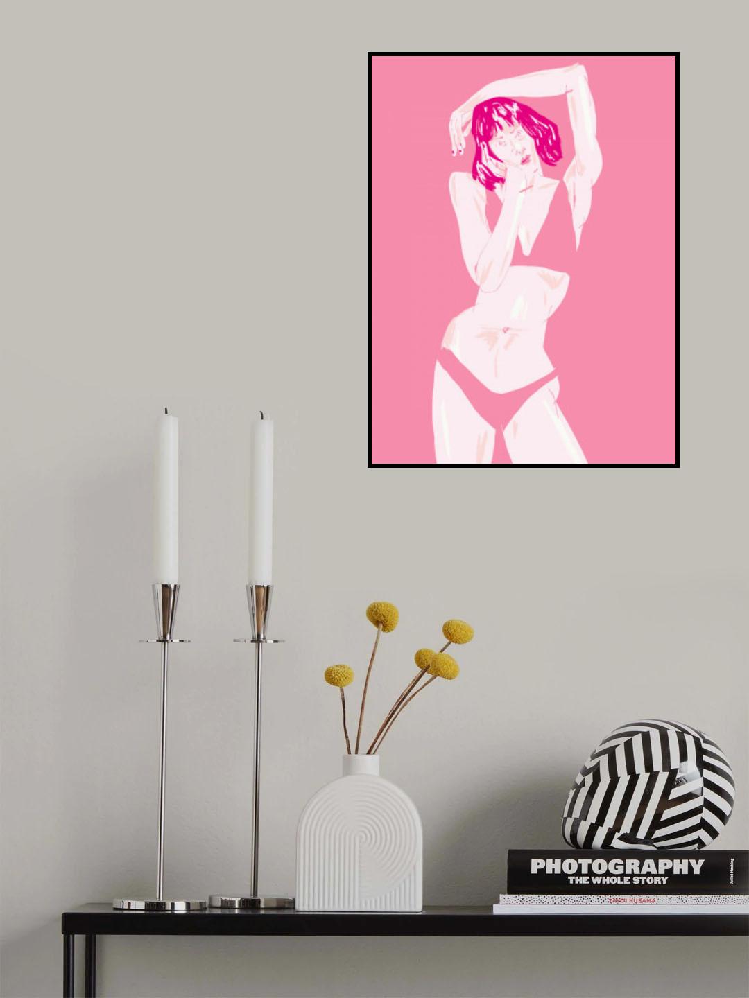 Young Girl In Underwear Pink Poster och Canvastavla