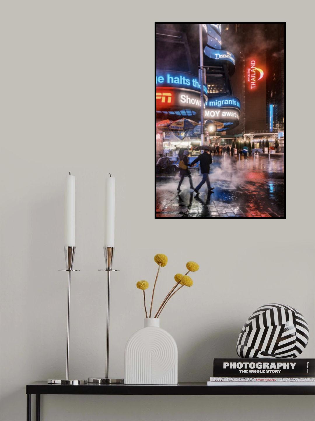 Time Square Rainy Night Poster och Canvastavla
