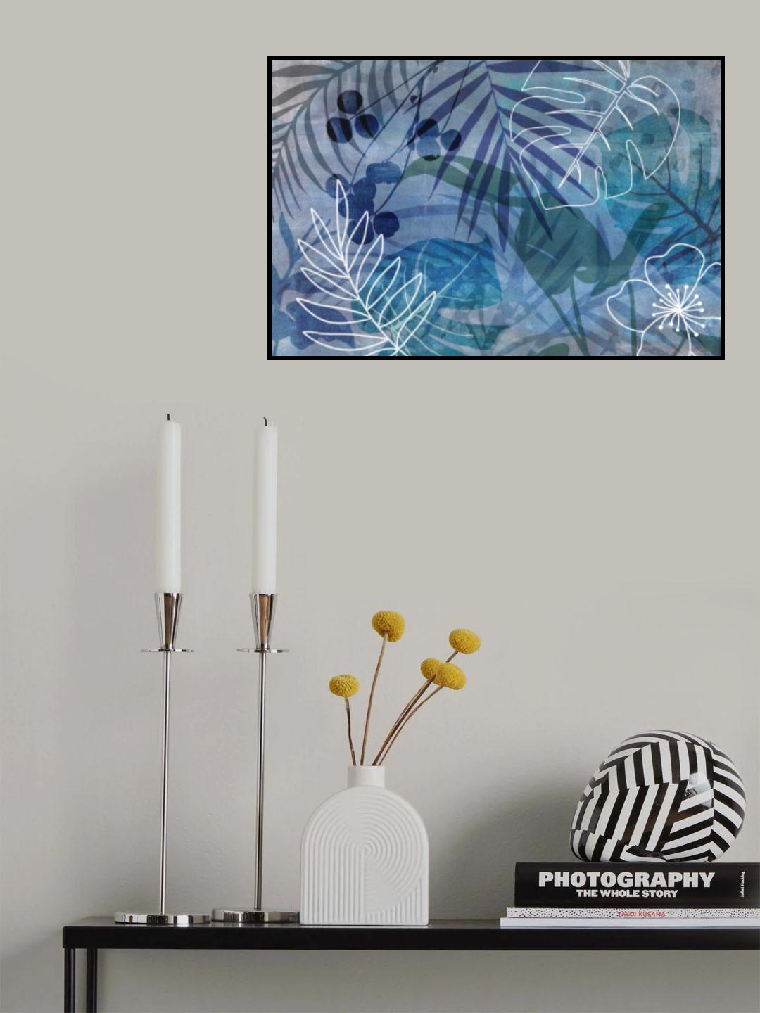 Abstract Botanical Blue Poster och Canvastavla