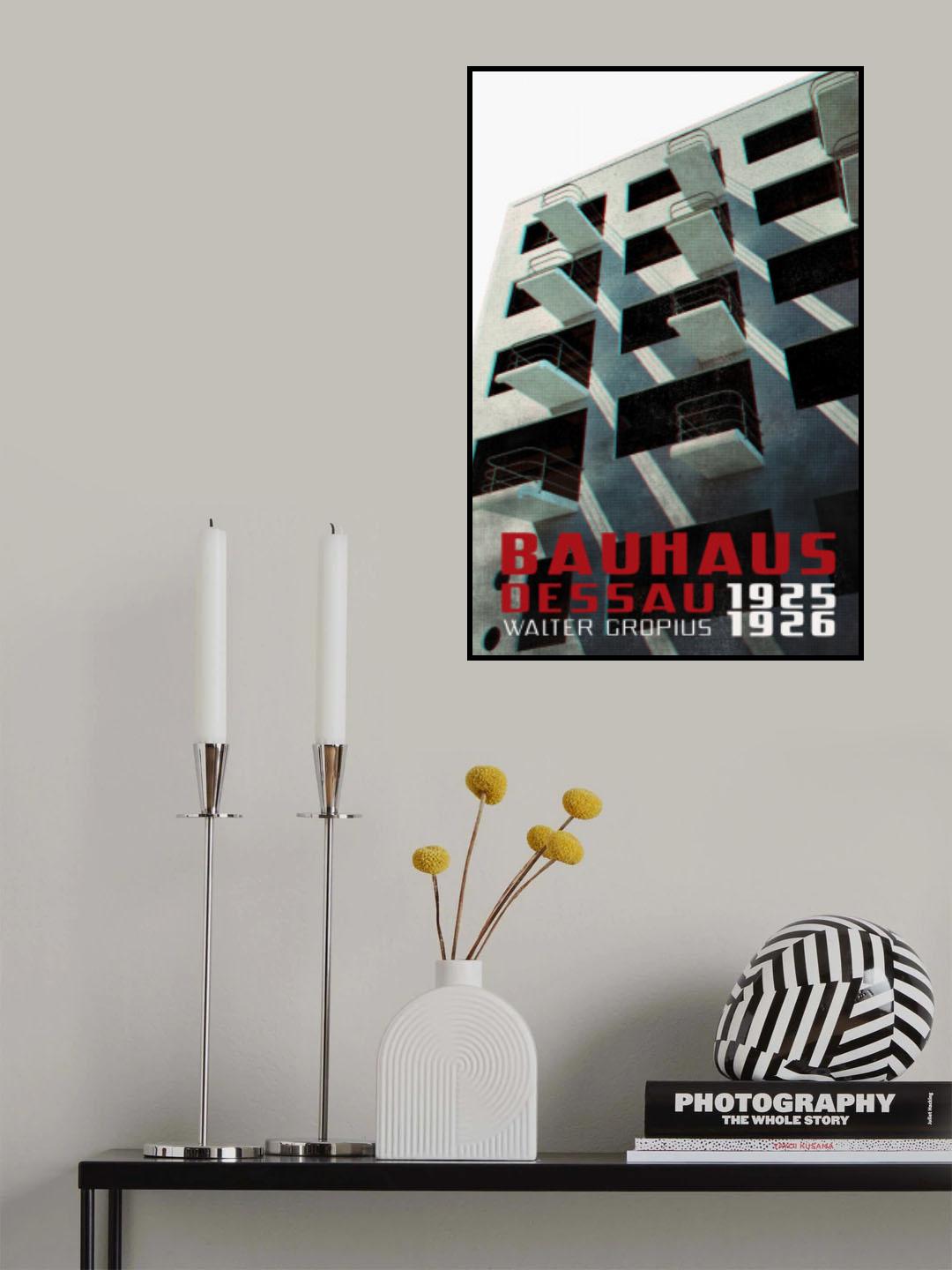 Bauhaus Dessau architecture in vintage magazine style VII Poster och Canvastavla
