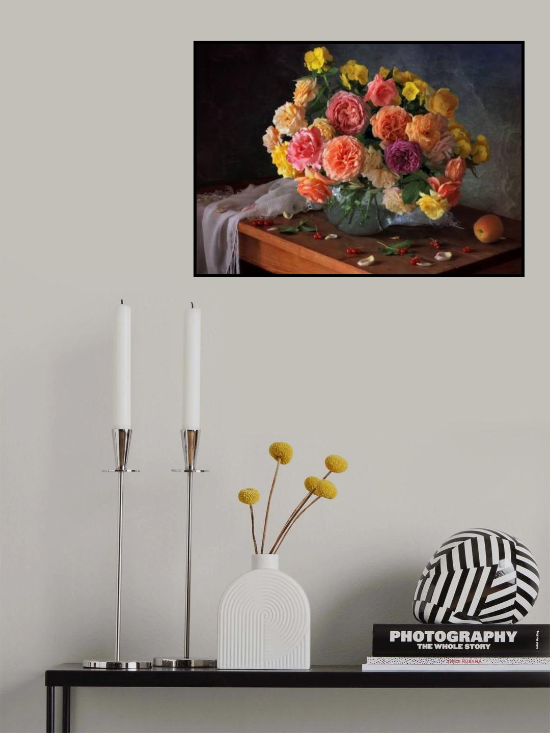 Still life with a bouquet of roses Poster och Canvastavla