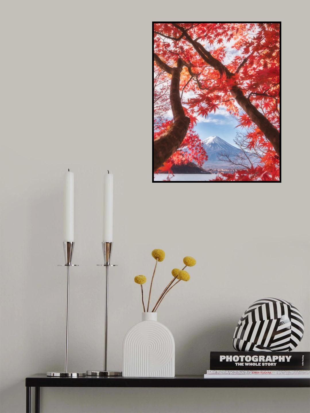 Mt.fuji is in the autumn leaves Poster och Canvastavla
