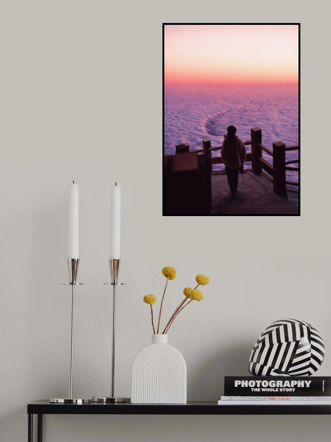 Woman Waiting Sunset Poster och Canvastavla