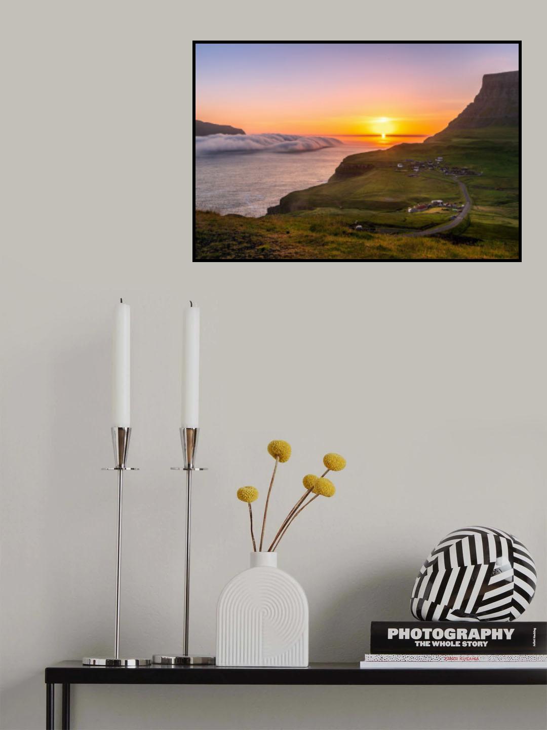 Chasing Sunset at Gasadalur Poster och Canvastavla