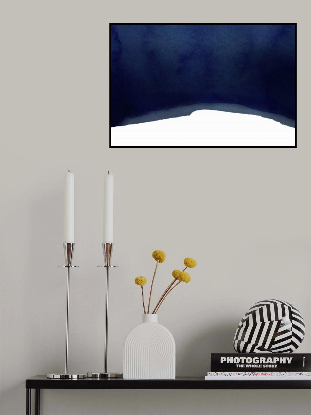 Minimal Navy Blue Abstract 02 Landscape Poster och Canvastavla