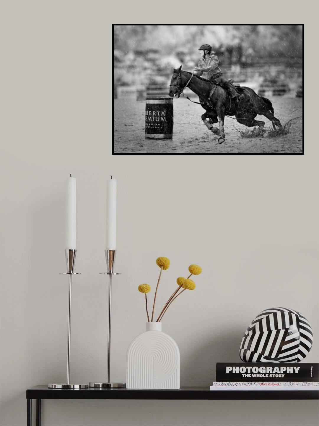 Barrel Racing in The Rain Poster och Canvastavla