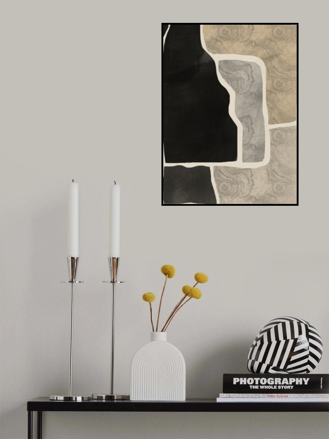 Black Abstract Mosaic Composition Poster och Canvastavla